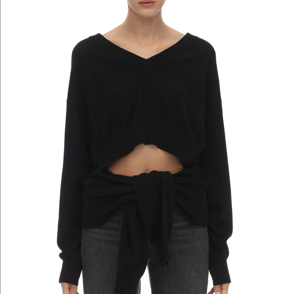 Alexander Wang Tie Waist V Neck Sweater